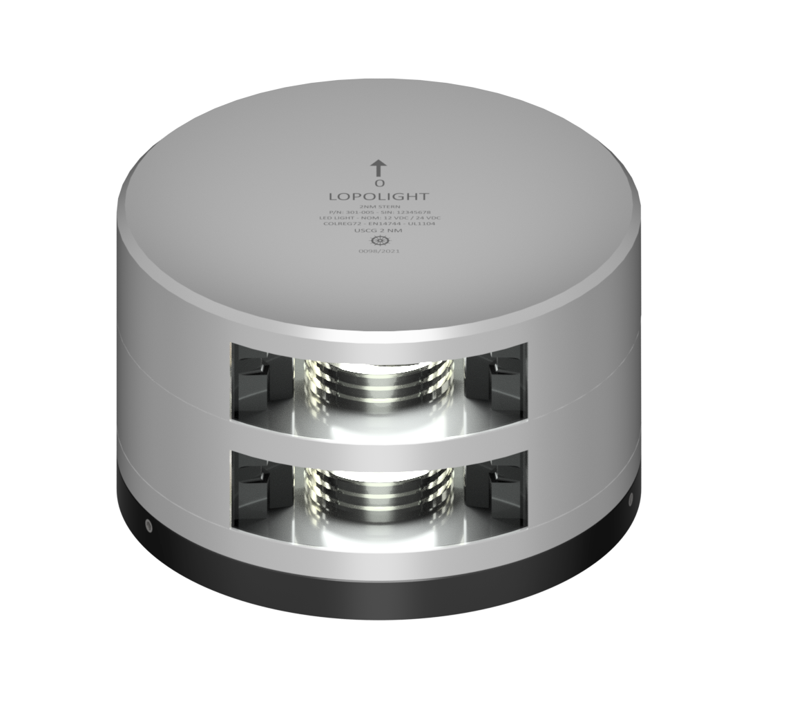 2nm 135° White, dbl stern, silver w/FB base 2nm 135° White, dbl stern, silver w/FB base